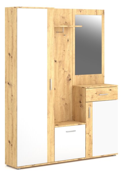 Vivaldi Predsieňová stena Trio so zrkadlom 145 cm dub Artisan/biela
