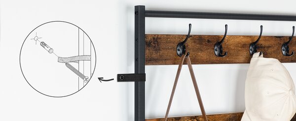 Predsieňový vešiak s botníkom Vasagle Mjora 80 cm čierny/hnedý