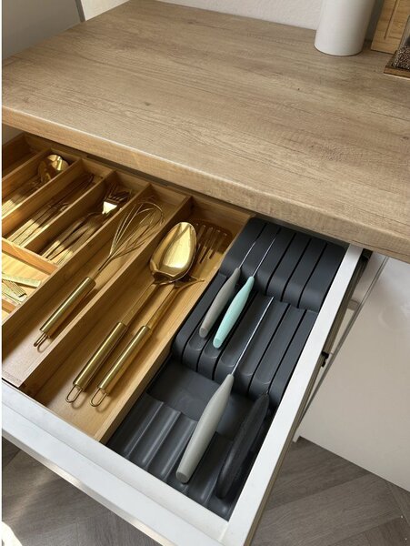 Arte Regal Organizér na nože, na 11 nožov, plastový odtiene šedej - 41 x 16 x 7 cm
