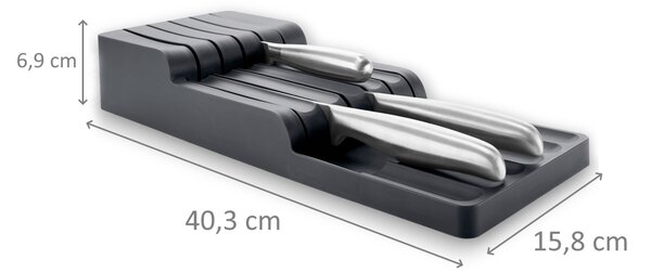 Arte Regal Organizér na nože, na 11 nožov, plastový odtiene šedej - 41 x 16 x 7 cm