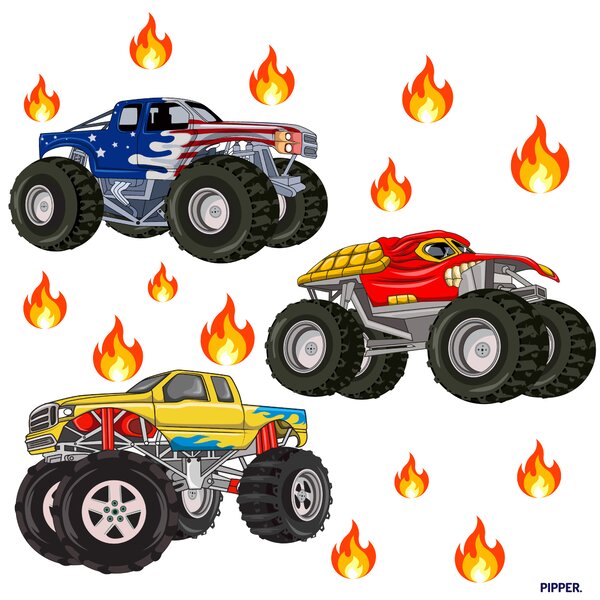 60x120cm Monster Trucks - textilná nálepka na stenu