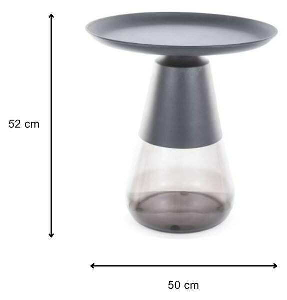 Signal Príručný stolík Tiffany 50 cm číry/čierny mat