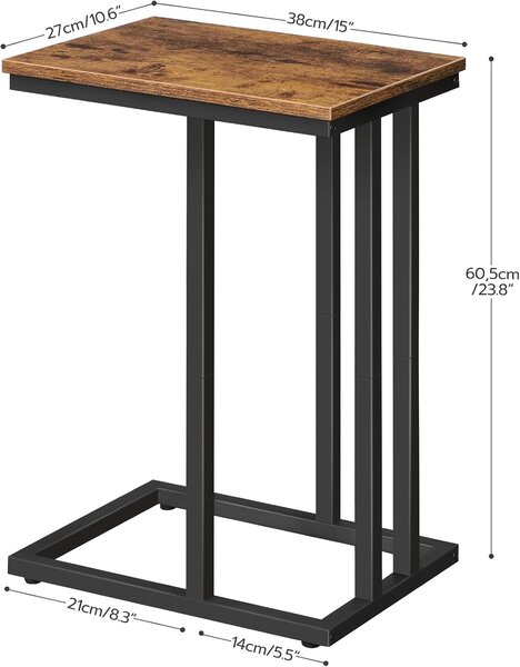 Príručný stolík Vasagle Malis 38 cm čierny/hnedý