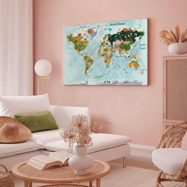 OBRAZ NA PLÁTNE, zvieratá, mapa sveta, 60/40/1,2 cm artgeist - Online Only bytové doplnky, Online Only
