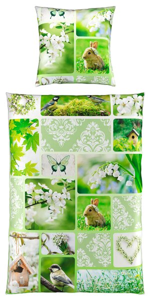 OBOJSTRANNÁ POSTEĽNÁ BIELIZEŇ, satén, zelená, 135/200 cm Novel - Online Only bytové doplnky, Online Only