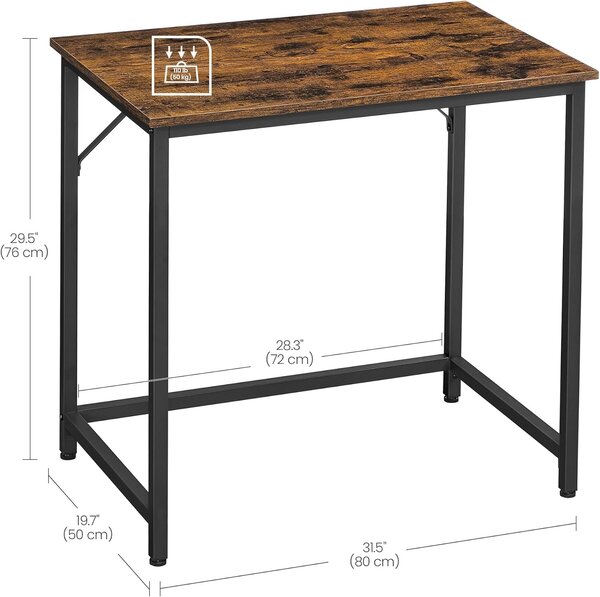 SONGMICS Písací stôl Vasagle Kolmo 80 cm čierny/tmavohnedý