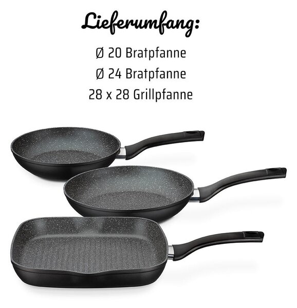 SADA PANVÍC povrch Vitaflon® Quarzit 3-dielne 20+24+28 cm GSW - Online Only bytové doplnky, Online Only