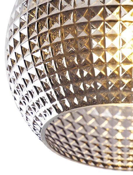 Stropné svietidlo v štýle Art Deco čierne s dymovým sklom - Sphere