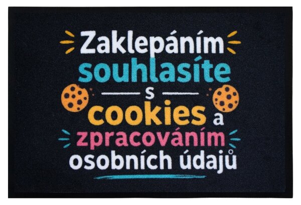 Mercury Flooring , Rohožka Zaklopaním súhlasíte s cookies 40x60 cm, 40x60, čierna