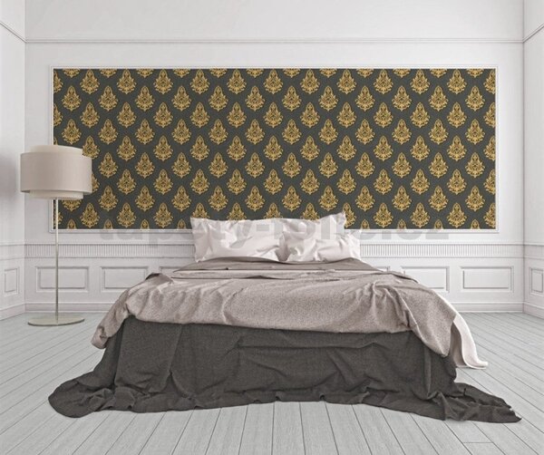 Vliesové tapety na stenu Nobile 95981-5, rozměr 10,05 m x 0,70 m, zlatý ornament na čiernom podklade, A.S. CRÉATION