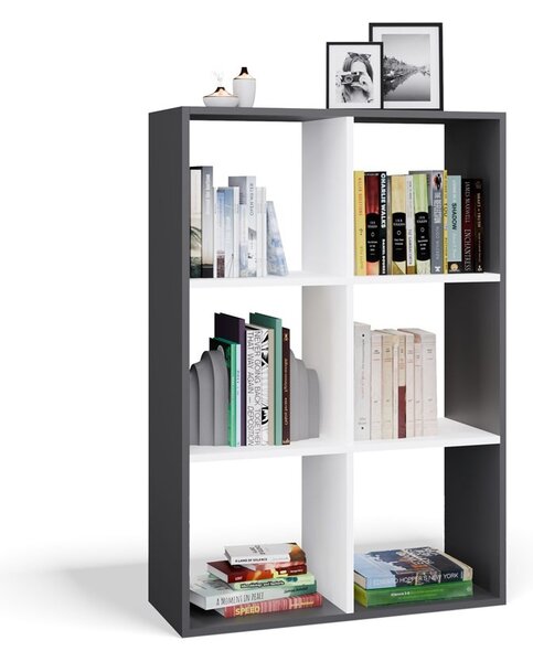 TP Living Regál Malax 2x3 110 cm antracit/biely