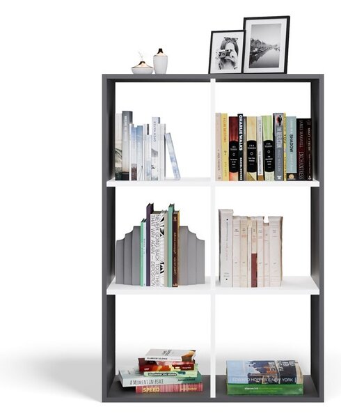 TP Living Regál Malax 2x3 110 cm antracit/biely
