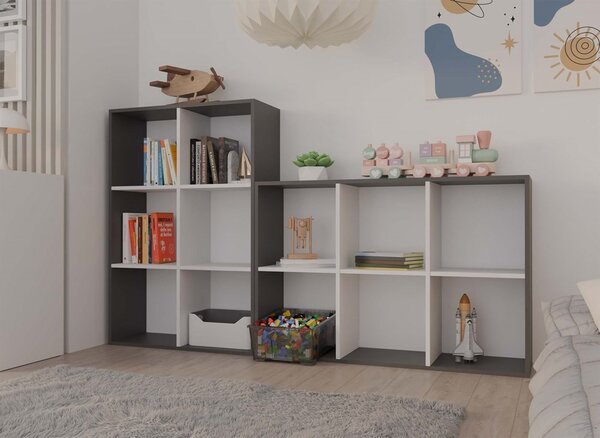 TP Living Regál Malax 2x3 110 cm antracit/biely