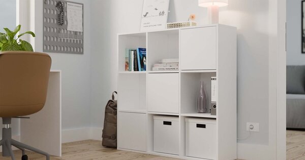 TP Living Regál MALAX 3x3 s 3 dvierkami 110 cm biely
