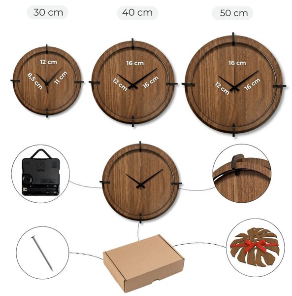 Nástenné hodiny s motívom lesa a 3D panorámou hôr | SENTOP HDF0600-WENGE