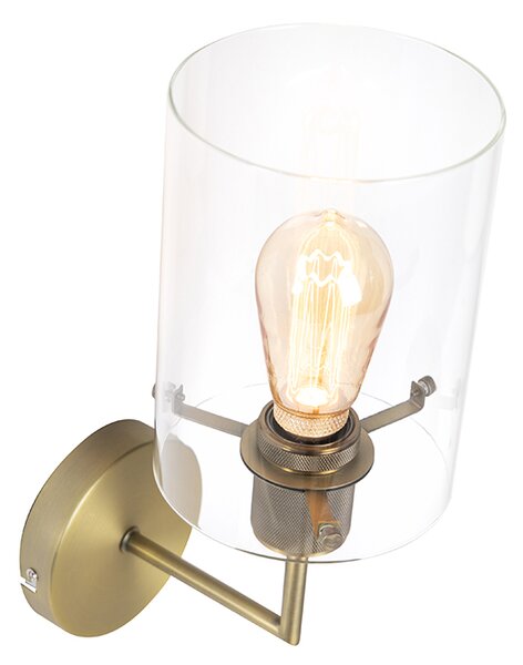 Moderná nástenná lampa bronzová so sklom - Dome