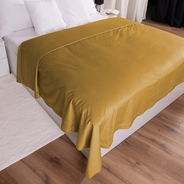 Biante Zamatový prehoz na posteľ Velvet Prémium SVP-009 Horčicový 140x200 cm