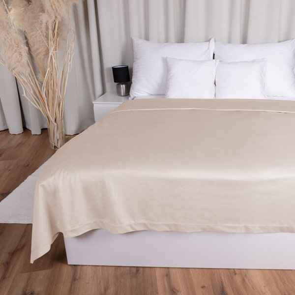 Biante Zamatový prehoz na posteľ Velvet Prémium SVP-020 Béžový 140x200 cm