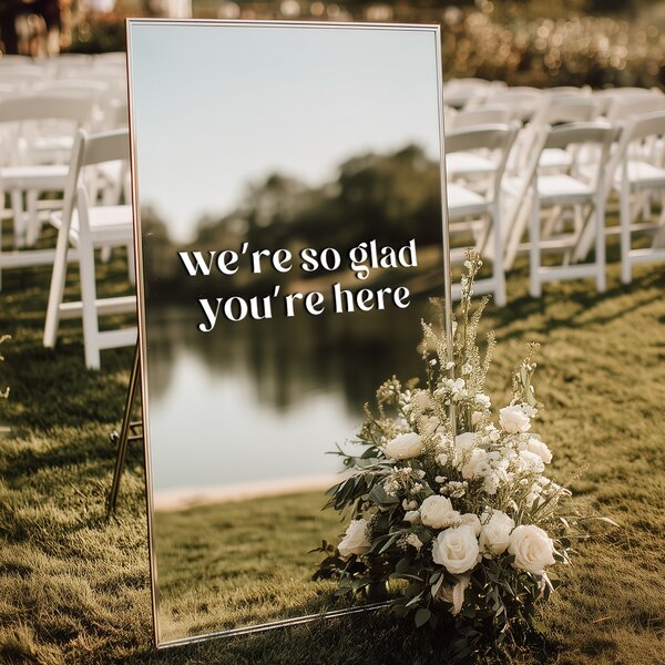 Nálepka na zrkadlo S43 – We're so glad you're here
