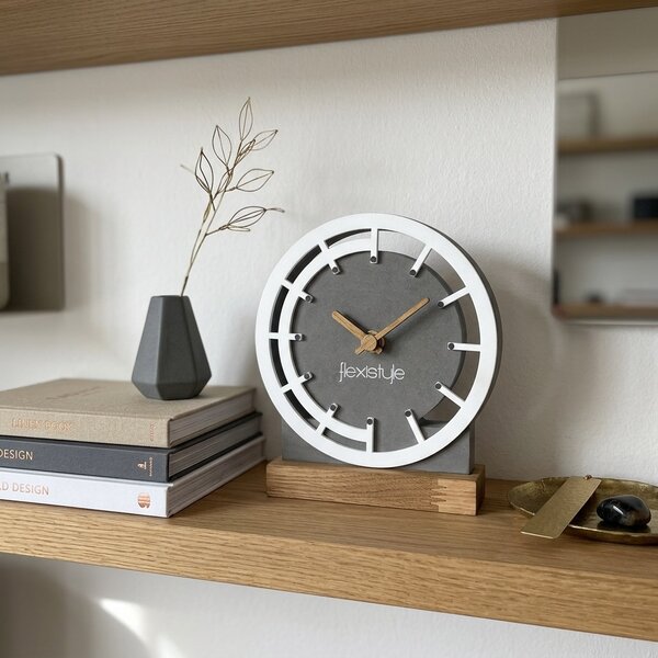 Dekorstudio Drevené stolové hodiny Grey&White OAK
