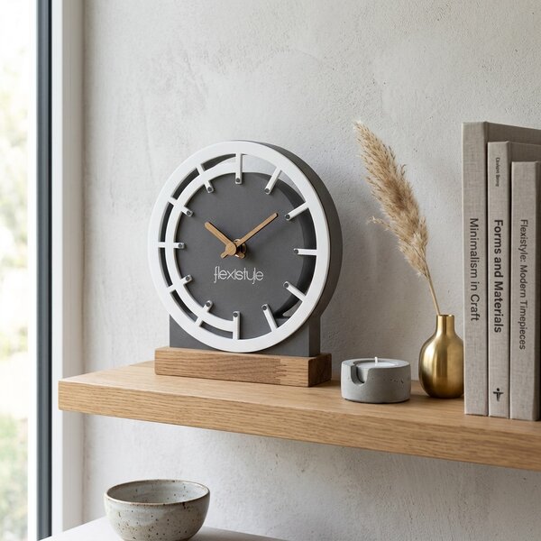 Dekorstudio Drevené stolové hodiny Grey&White OAK