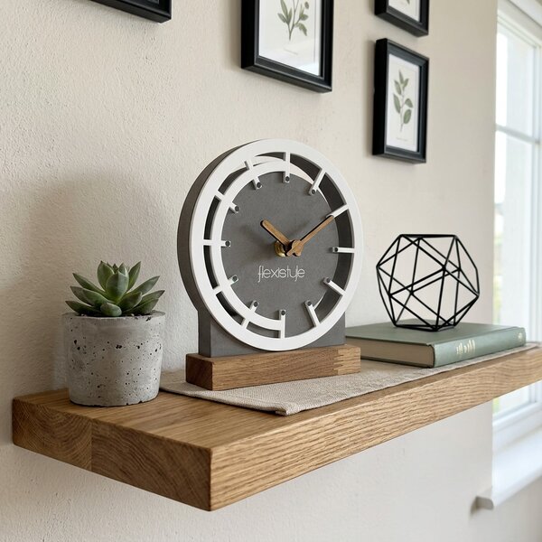 Dekorstudio Drevené stolové hodiny Grey&White OAK