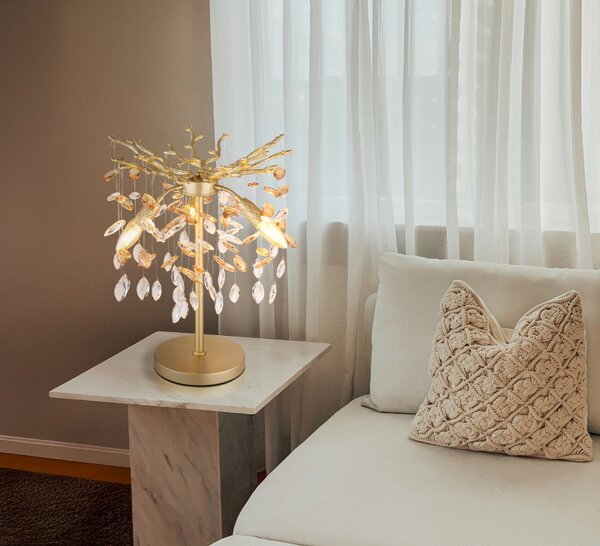Stolové svietidlo 3x E14 zlatá, jantárová IP20 GLOBO lighting QUEENA 64138TG