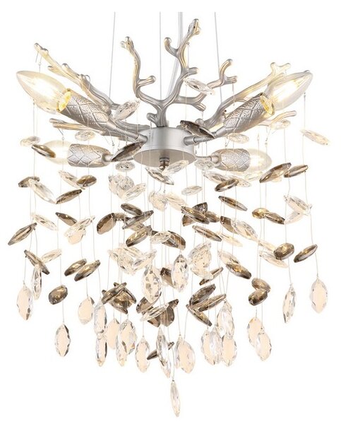 Luster 4x E14 strieborná, dymová IP20 GLOBO lighting QUEENA 64138HS