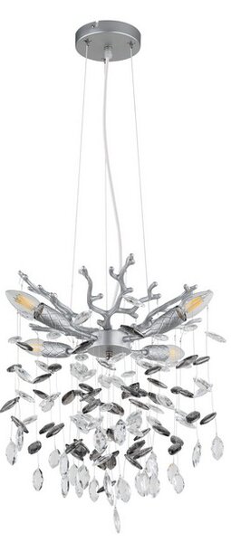 Luster 4x E14 strieborná, dymová IP20 GLOBO lighting QUEENA 64138HS