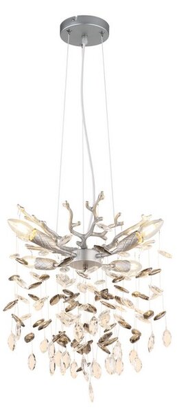 Luster 4x E14 strieborná, dymová IP20 GLOBO lighting QUEENA 64138HS