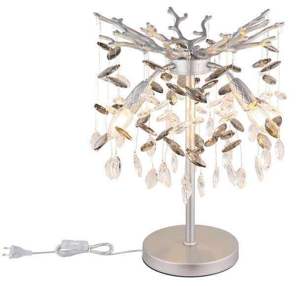 Stolové svietidlo 3x E14 strieborná, dymová IP20 GLOBO lighting QUEENA 64138TS