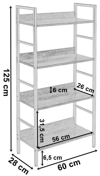 TZB Regál VARBERG 125x60 cm čierny