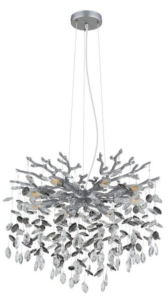 Luster 8x E14 strieborná, dymová IP20 GLOBO lighting QUEENA 64138H1S