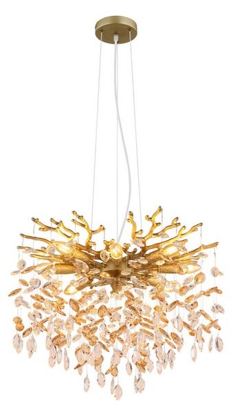 Luster 8x E14 zlatá, jantárová IP20 GLOBO lighting QUEENA 64138H1G