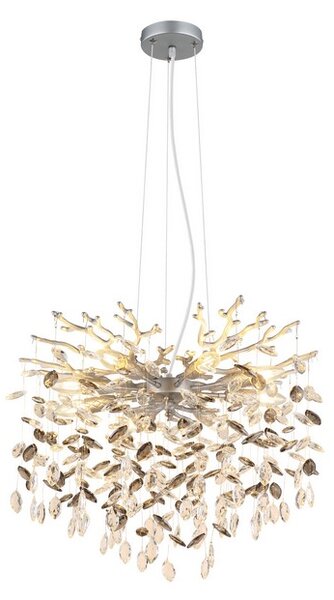 Luster 8x E14 strieborná, dymová IP20 GLOBO lighting QUEENA 64138H1S