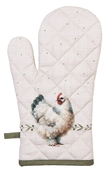 Béžová chňapka - rukavice so sliepočkami Barnyard Chicken - 18*30 cm - Clayre & Eef