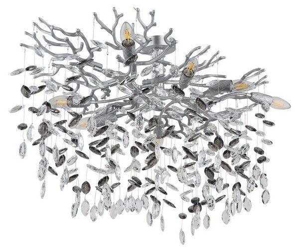 Stropné svietidlo 7x E14 strieborná, dymová IP20 GLOBO lighting QUEENA 64138D1S