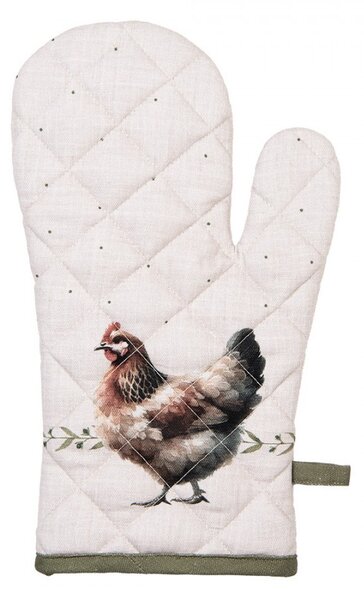 Béžová chňapka - rukavice so sliepočkami Barnyard Chicken - 18*30 cm - Clayre & Eef