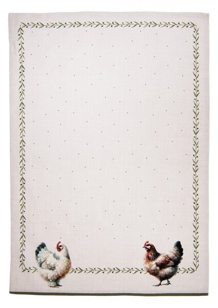 Béžová utierka so sliepočkami Barnyard Chicken - 50*70 cm - Clayre & Eef