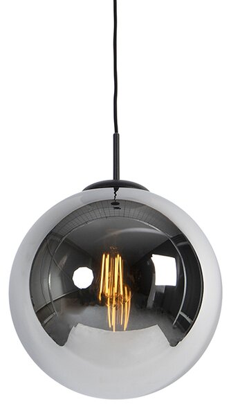 Art Deco závesná lampa čierna s dymovým sklom 30 cm - Pallon