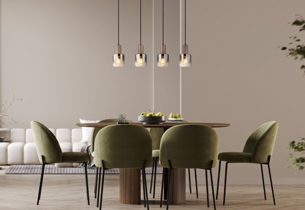 Závesné svietidlo 4x E27 kávová, dymová IP20 GLOBO lighting WALTON 54318-4H