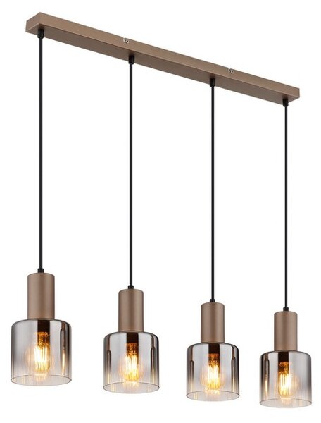 Závesné svietidlo 4x E27 kávová, dymová IP20 GLOBO lighting WALTON 54318-4H
