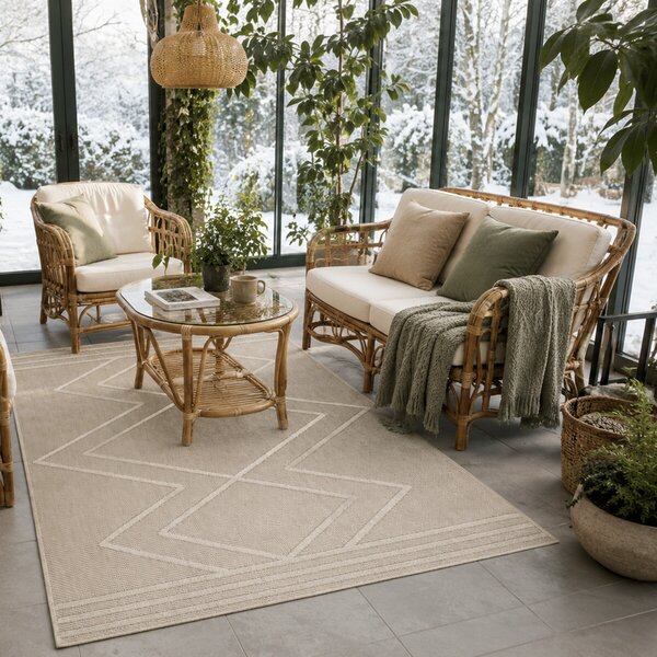 Ayyildiz, Kusový koberec Patara 4954 Beige – na von aj na doma, 120x170, béžová, chodba / predsieň