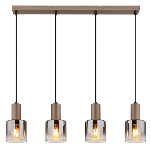Závesné svietidlo 4x E27 kávová, dymová IP20 GLOBO lighting WALTON 54318-4H