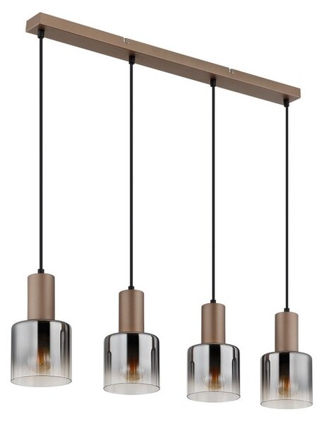 Závesné svietidlo 4x E27 kávová, dymová IP20 GLOBO lighting WALTON 54318-4H