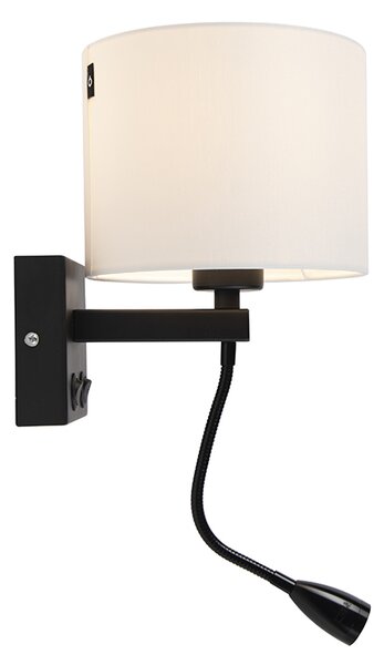 Moderná nástenná lampa čierna s bielym tienidlom - Brescia