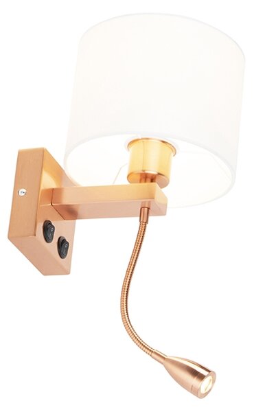 Art Deco nástenná lampa medená s bielym tienidlom - Brescia
