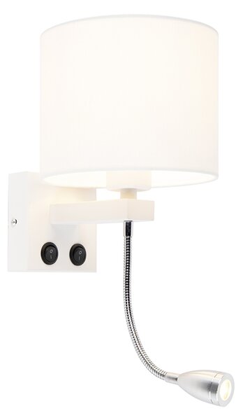 Moderná nástenná lampa biela s bielym tienidlom - Brescia
