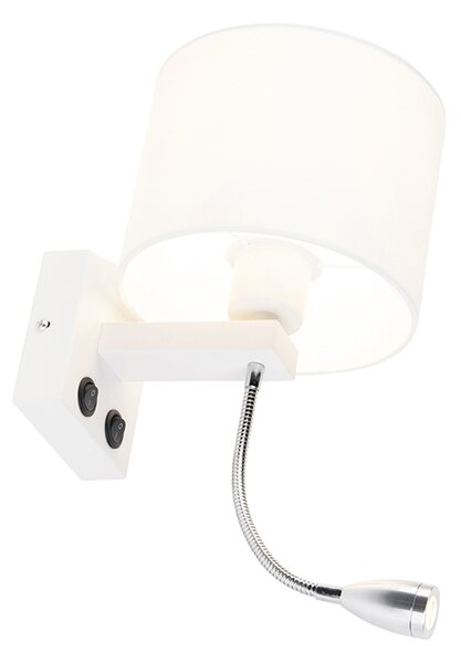 Moderná nástenná lampa biela s bielym tienidlom - Brescia