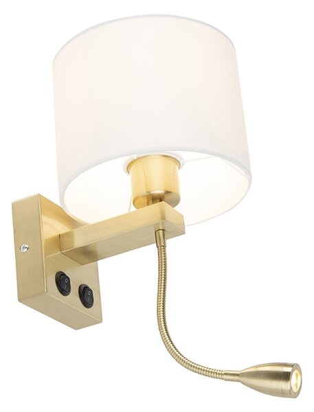 Art Deco nástenná lampa zlatá s bielym tienidlom - Brescia
